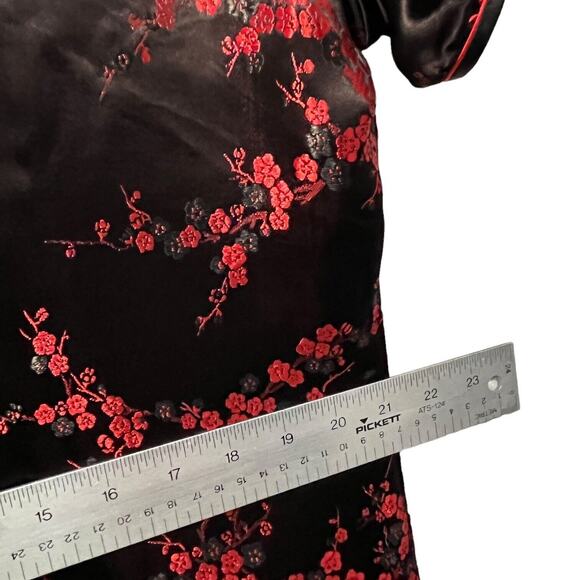 Cheongsam Qipao Dress Size 0X 1X Plum Flower Knee Length Classic Brocade Chinese - Picture 10 of 12
